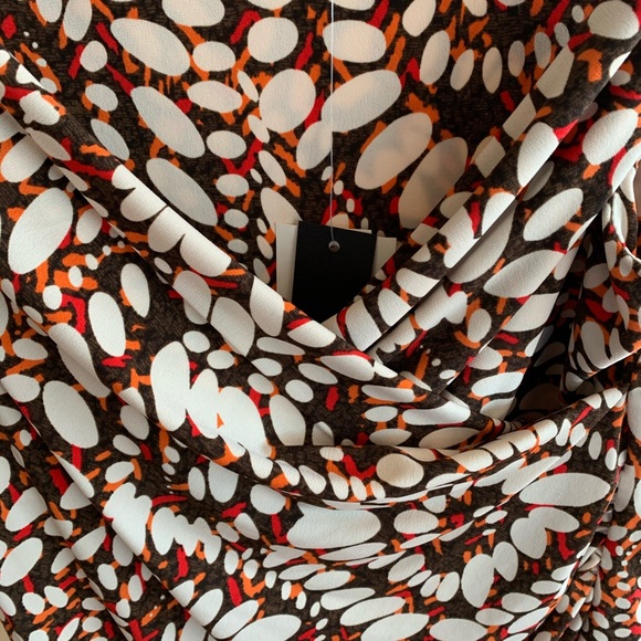 Kenneth Cole Faux Wrap Orange Brown Sleeveless - Picture 5 of 8